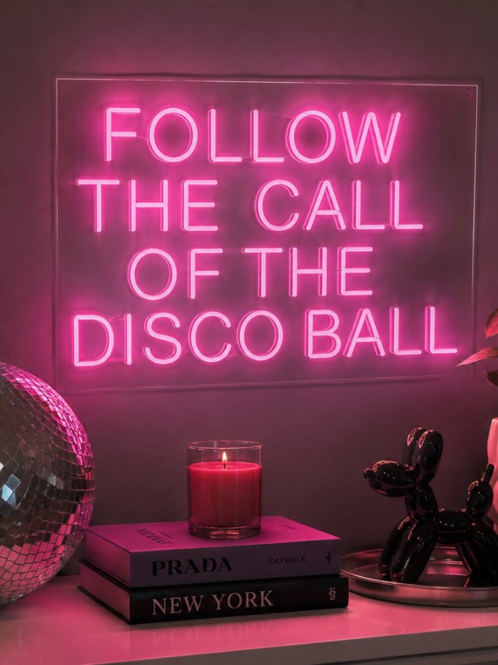 Follow the Call of the Disco Ball Pink LED Neon Sign | New In Box